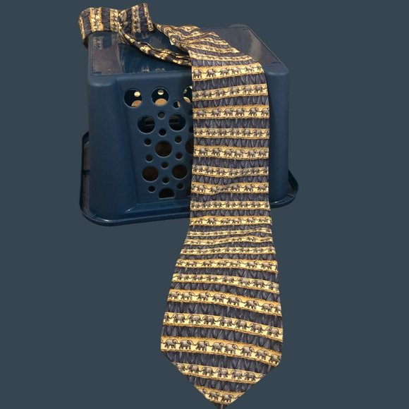 Jimmy Valvano Collection Two Silk Tie Made in USA by Stonehenge ELEPHANTS - Picture 2 of 6